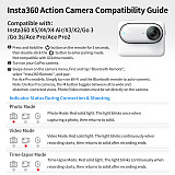 Bluetooth Remote Control Action Camera Bluetooth Controller for DJI Action 6/5/4 & OSMO 360 Panoramic Cameras for Insta360 X5/X4/X4AIR/X3/ACE for GOPRO13/12/11