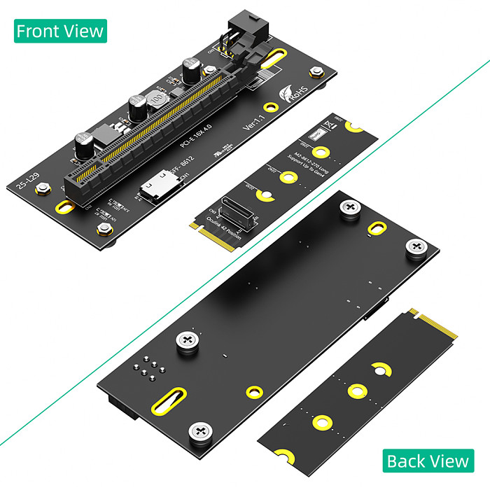 6Pin/24Pin ATX Power Connector PCIe 4.0 x16 to M.2 NVMe Adapter for 2230 2280 SSD GPU Slot to M.2 Converter Card