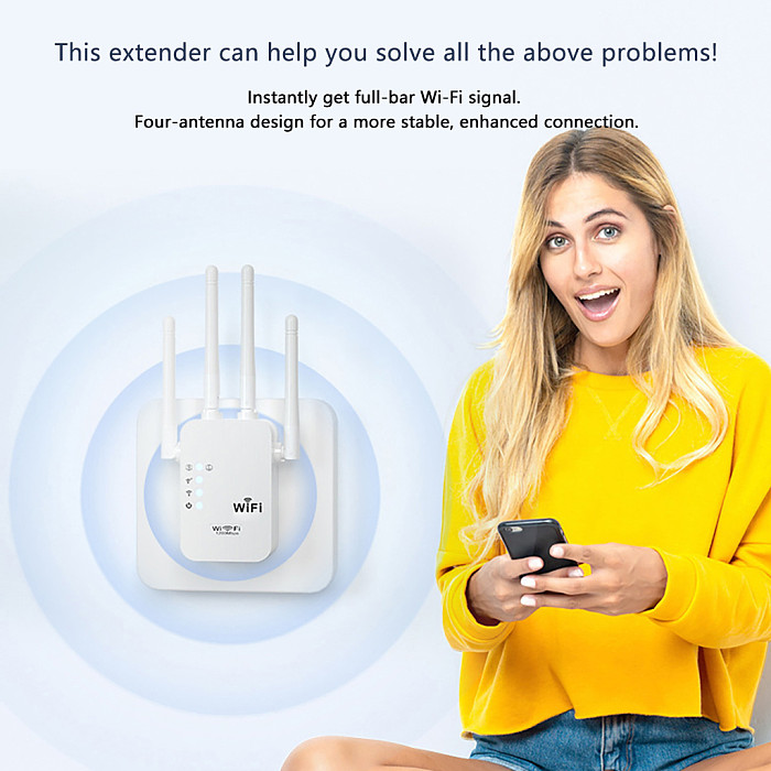 WiFi signal amplifier repeater four antenna wireless network expansion 1200M dual band WiFi amplifier available in US/EU/UK (single frequency/dual frequency/EU/white)