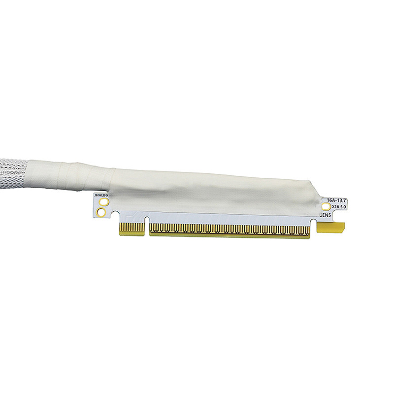 PCIe 5.0 x16 Graphics Card Extension Cable 270 Degree Silver-Plated Braided Cable GEN5 High-Speed Adapter Cable for AI Server