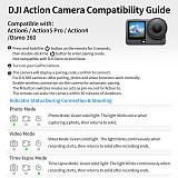 Bluetooth Remote Control Action Camera Bluetooth Controller for DJI Action 6/5/4 & OSMO 360 Panoramic Cameras for Insta360 X5/X4/X4AIR/X3/ACE for GOPRO13/12/11