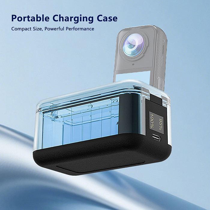 For Insta360 X4 Air Action Camera Battery Charger Portable Charging Case 2-Slot Charger With Micro SD Card Slots