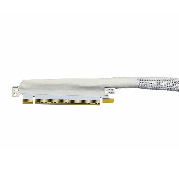 PCIe 5.0 x16 Graphics Card Extension Cable 270 Degree Silver-Plated Braided Cable GEN5 High-Speed Adapter Cable for AI Server