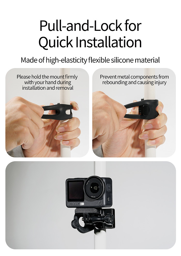 Aluminum Alloy 360° Damped Rotation Universal Triple-Clamp 3-Slot Elastic Multifunctional Photography Flexible Bracket for GoPro/DJI/Insta360 action cameras