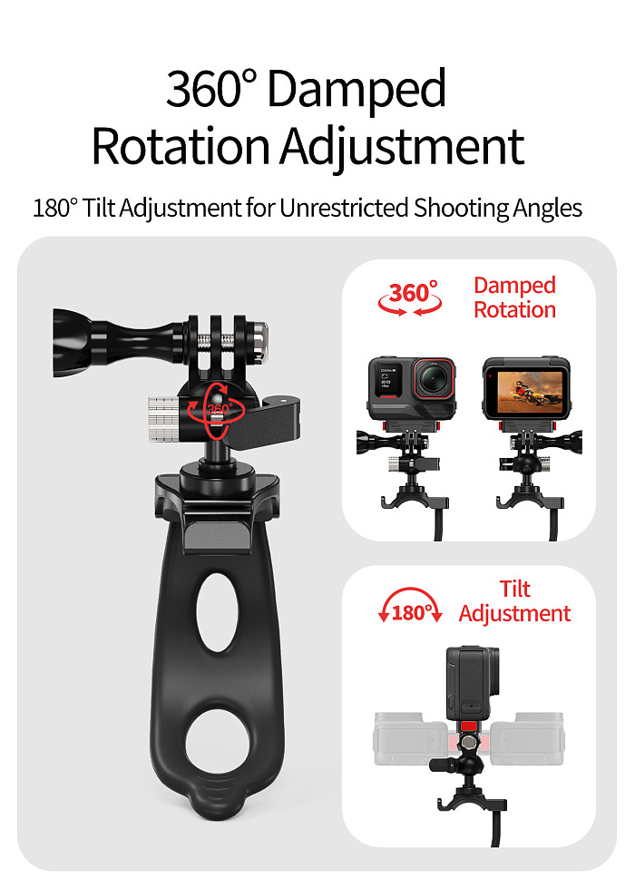 Universal Triple-Clamp Elastic Multifunctional Photography Flexible Bracket with 360° Damped Rotation & One-Click Locking for DJI/Insta360/GoPro Action Camera Mount Strap Accessory for Cycling & Fishing Shooting
