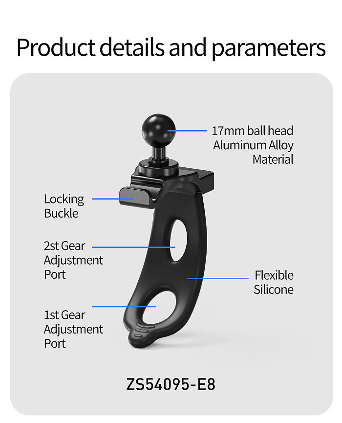 XT-XINTE 17mm Aluminum Alloy Ball Head 360° Universal Adjustable Elastic Multifunctional Flexible Photography Bracket, Elastic Action Camera Mount for Cycling