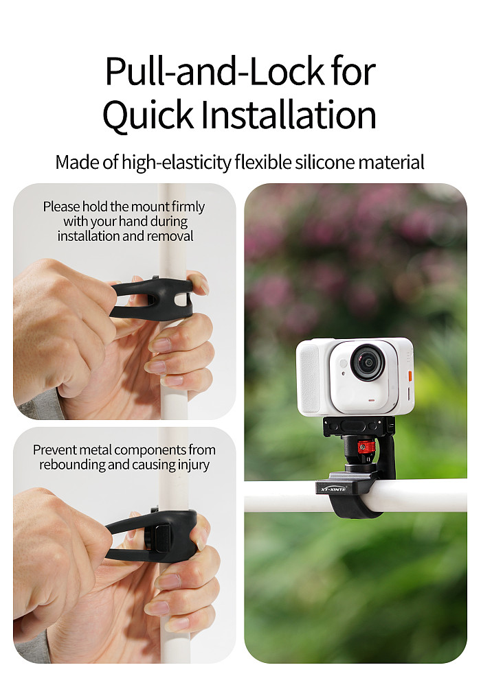 XT-XINTE Aluminum Alloy 1/4 -20 Adjustable Metal Adapter Elastic Multifunctional Photography Flexible Bracket Compatible with DJI/Insta360/GoPro Action Camera