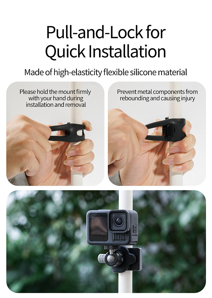 Aluminum Alloy 1/4 -20 Screw Ball Head Elastic Multifunctional Photography Flexible Bracket for DJI/Insta360/GoPro, Action Camera Mount Strap Accessory for Cycling & Fishing Shooting