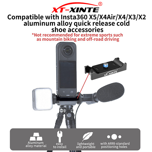 XT-XINTE Aluminum Alloy Magnetic Quick-Release Base Quick-Mount Bracket Compatible with Insta360 X5/X4/X3 Panoramic Cameras