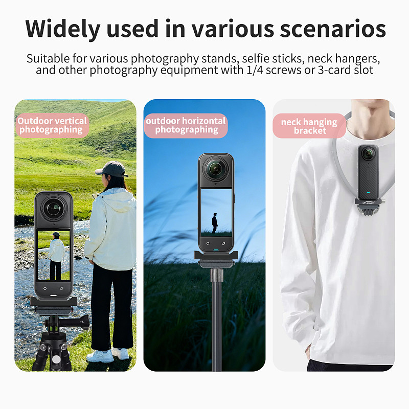 XT-XINTE Aluminum Alloy Magnetic Quick-Release Base Quick-Mount Bracket Compatible with Insta360 X6/X5/X4/X3 Panoramic Cameras