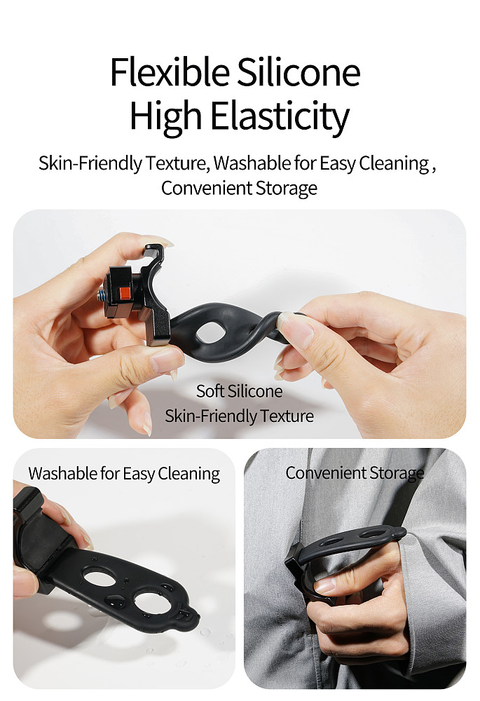 1/4 -20 Quick Release 360° Damped Adjustment Elastic Multifunctional Photography Flexible Bracket, Action Camera Mount Strap Accessory for Cycling & Fishing Shooting, Compatible with DJI/Insta360/GoPro