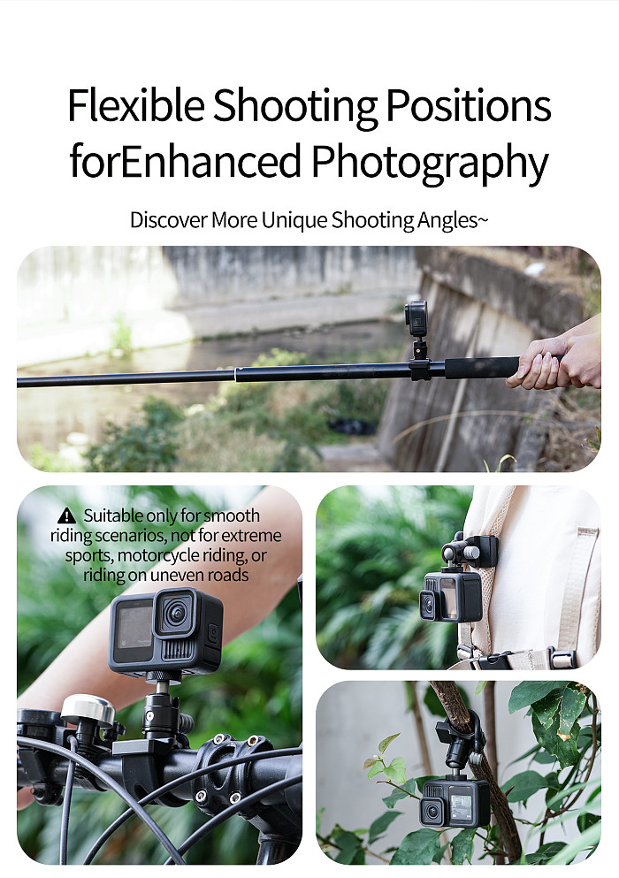 Aluminum Alloy 1/4 -20 Screw Ball Head Elastic Multifunctional Photography Flexible Bracket for DJI/Insta360/GoPro, Action Camera Mount Strap Accessory for Cycling & Fishing Shooting