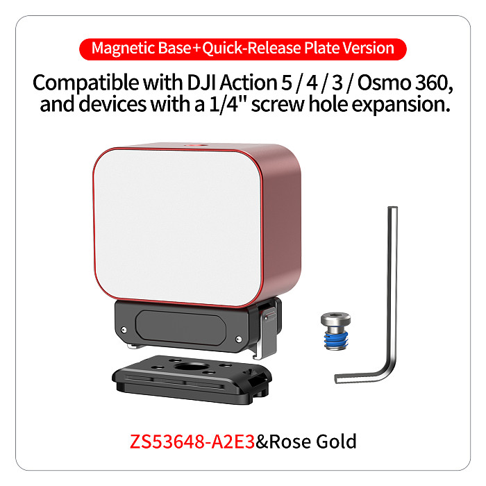 Aluminum Alloy Mini Portable Magnetic Quick-Release Fill Light 5-Level Brightness Adjustment for DJI Osmo Nano/Action 5 6 Insta360 X6 Camera