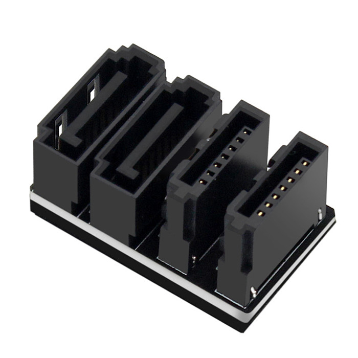 SATA Right Angle Adapter Set: 180 Degree + 90 Degree Dual Connector, 6Gbps Data Cable for Motherboard, Low Profile Bracket for HDD SSD