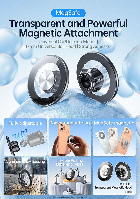 Car holder MagSafe magnetic suction head accessory 17mm universal ball head transparent magnetic suction head