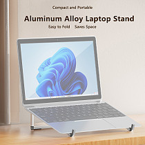 Aluminum alloy laptop stand folding storage manufacturer desktop stand heat dissipation height increasing bracket B19- silver/black folding storage with storage bag included