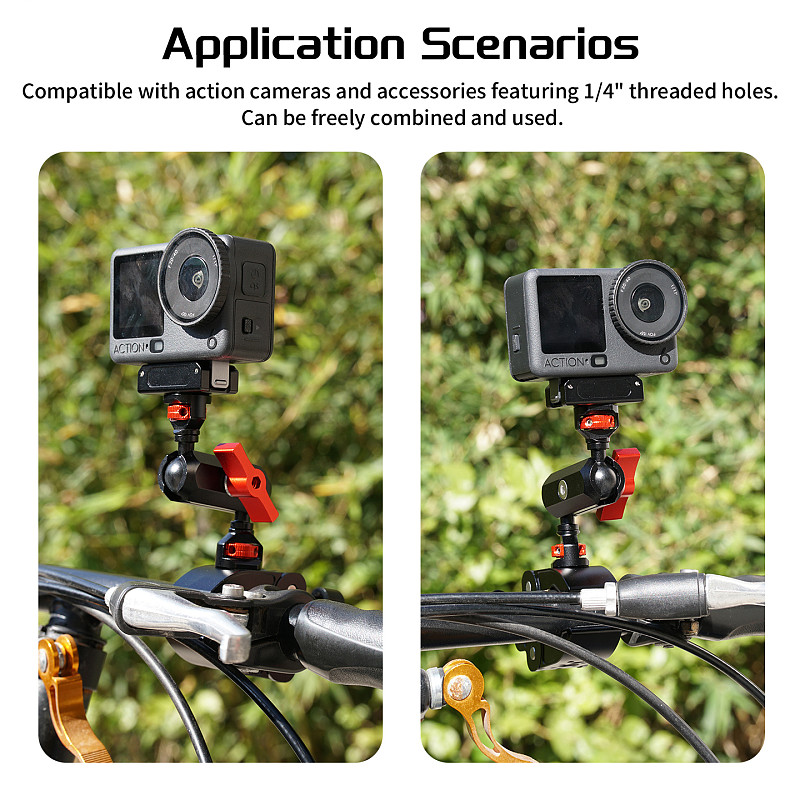 Aluminum Alloy CNC Dual 1/4  Arri Rosette Locking Universal Ball Head Photography Pea Clip for DSLR Camera Monitor Light Mic Mount