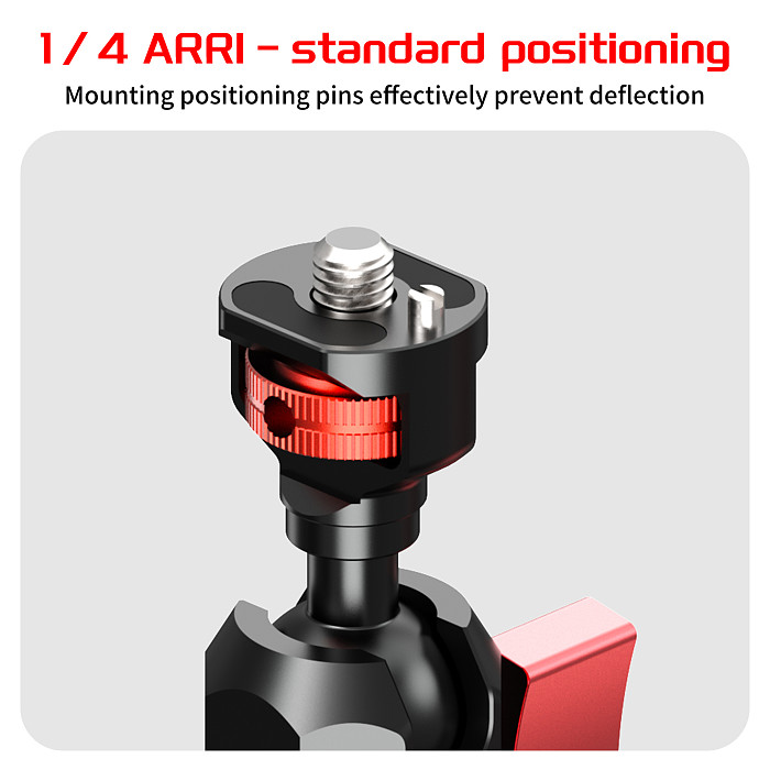 Aluminum Alloy CNC Dual 1/4  Arri Rosette Locking Universal Ball Head Photography Pea Clip for DSLR Camera Monitor Light Mic Mount