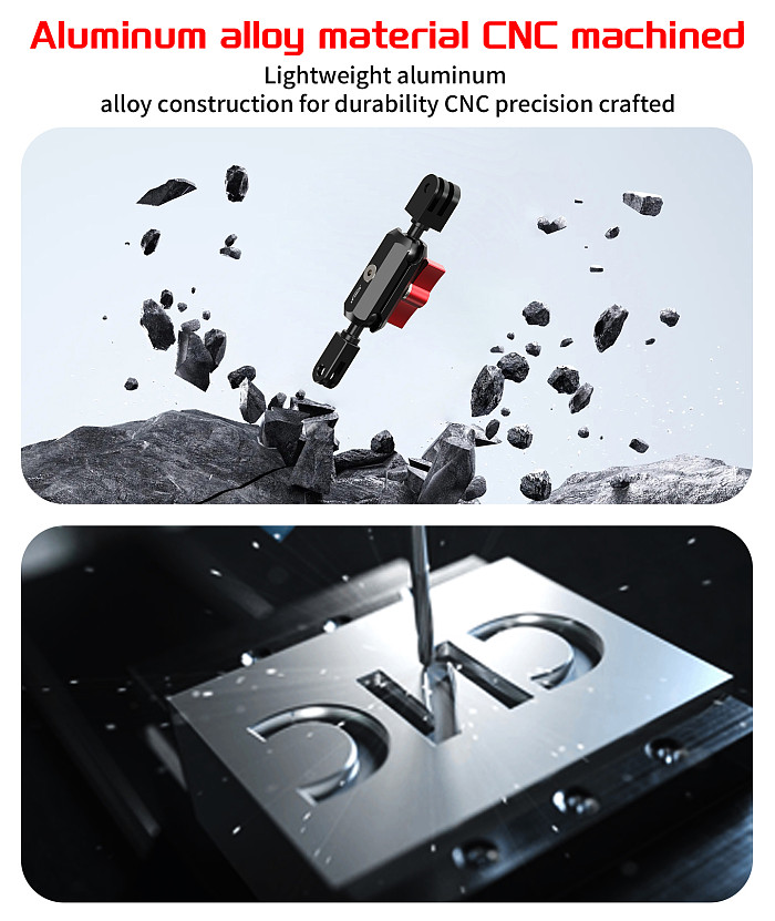 XT-XINTE Action Camera 2-Slot to 3-Slot Adapter Ball Head Clip Universal Adjustable Magic Arm for DJI /GOPRO/Insta360 Expansion Bracket Mount