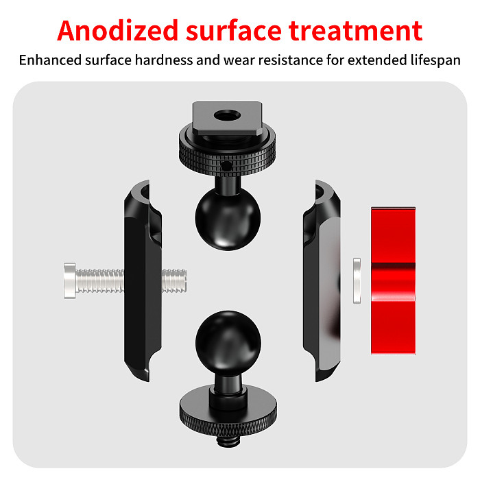 Cold Shoe to 1/4 Disc Reverse Lock Universal Ball Head Adjustable Magic Arm for Action Cameras For Mounting on DSLR Cameras Camera Cages Protective Frames with Cold Shoe Slots
