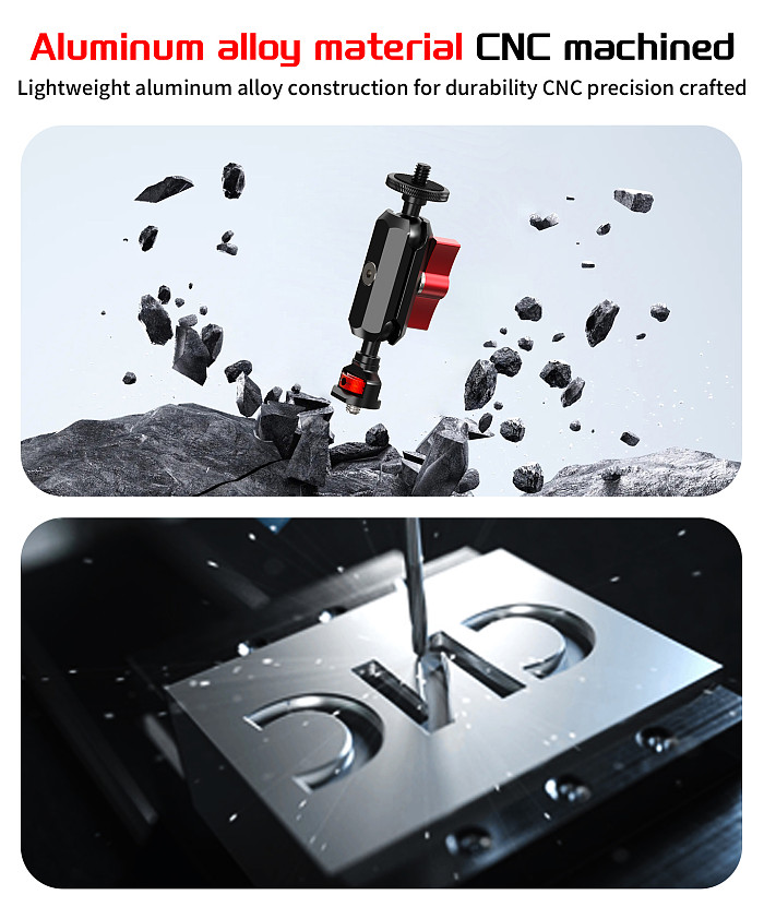 1/4 Arri Locating to 1/4 Disc Reverse Lock Universal Ball Head Photography Adjustable Magic Arm for DJI /GOPRO/Insta360 Action Cameras Expansion Bracket Mount
