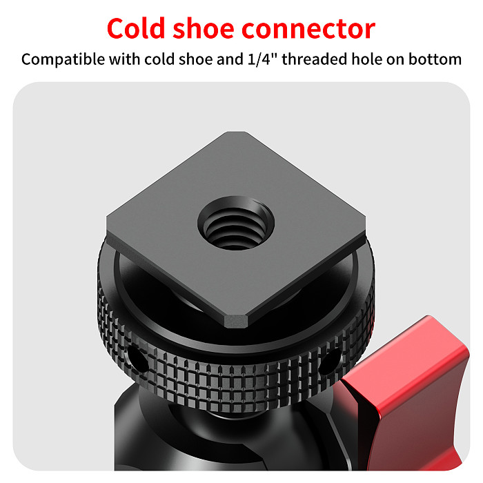 Cold Shoe to 1/4 Arri Locating Universal Ball Head Adjustable Magic Arm for Action Cameras for DSLR Camera Cage Mount Installation