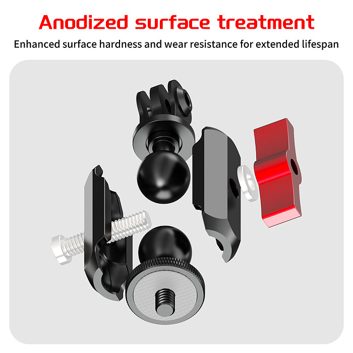 XT-XINTE Action Camera 3-Slot Adapter to 1/4 Disc Reverse Lock Universal Ball Head Adjustable Magic Arm for DJI /GOPRO/Insta360 Expansion Bracket Mount