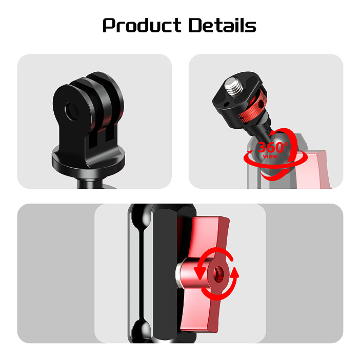 Action Camera 3-Slot to 1/4 Arri Locating Universal Ball Head Adjustable Magic Arm for DJI /GOPRO/Insta360 Expansion Bracket Mount