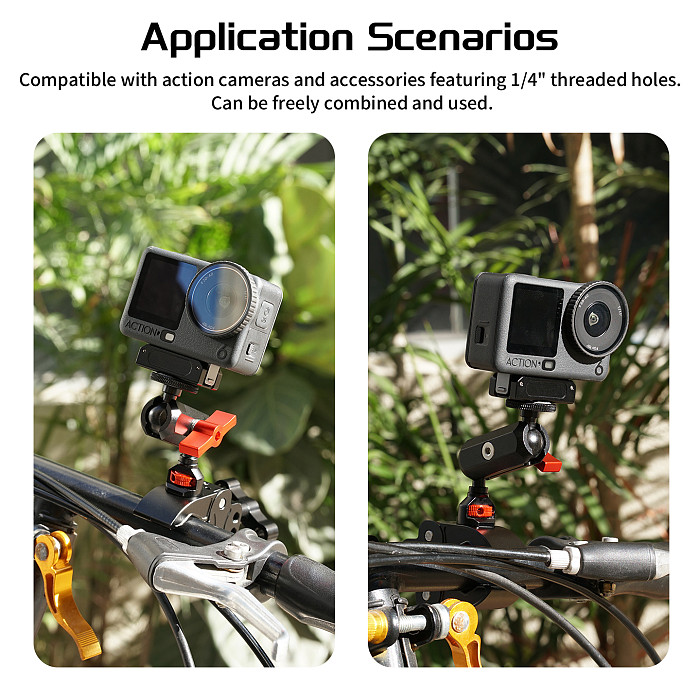 1/4 Arri Locating to 1/4 Disc Reverse Lock Universal Ball Head Photography Adjustable Magic Arm for DJI /GOPRO/Insta360 Action Cameras Expansion Bracket Mount