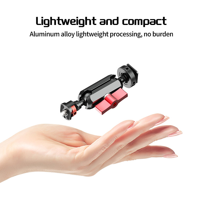 Cold Shoe to 1/4 Arri Locating Universal Ball Head Adjustable Magic Arm for Action Cameras for DSLR Camera Cage Mount Installation