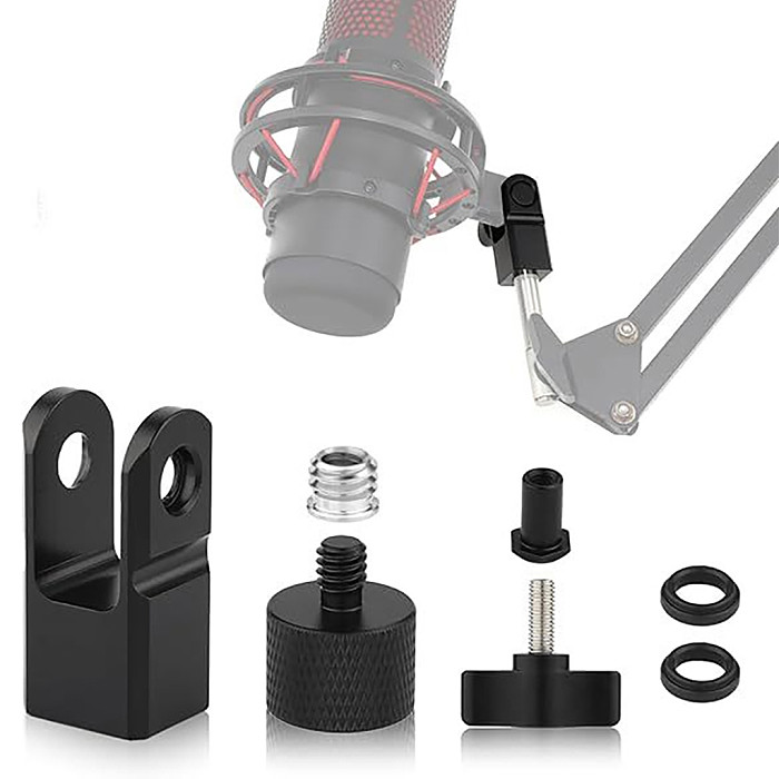 F22 Microphone Stand Adapter Kit, 3/8  to 1/4  Thread Converter for Mic Boom Arm, Black/Red/Silver Color Options, Studio Recording Accessory