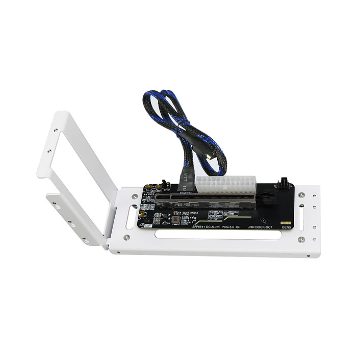 Oculink External GPU Dock, PCIe 5.0 X4 M.2 to SFF-8611 Enclosure for GPD Handheld & Laptop, DOCK-OC7W 50cm Cable, White/Black Stand Included