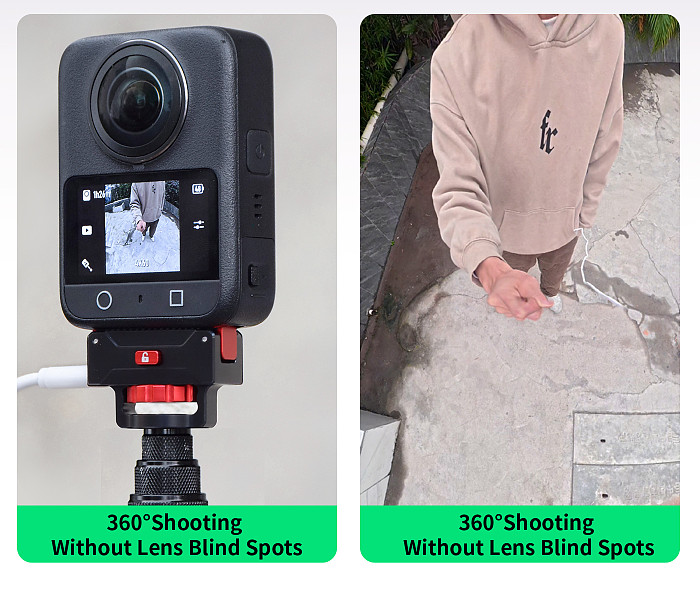 Rechargeable Magnetic Quick-Release Base with Knob Lock & 2-Slot Expansion for DJI OSMO 360 Panoramic Camera Aluminum Alloy Charging Magnetic Base