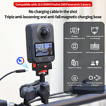 Rechargeable Magnetic Quick-Release Base with Knob Lock for DJI OSMO360 Action Camera - Aluminum Alloy Charging Magnetic Base Fast Assembly & Disassembly