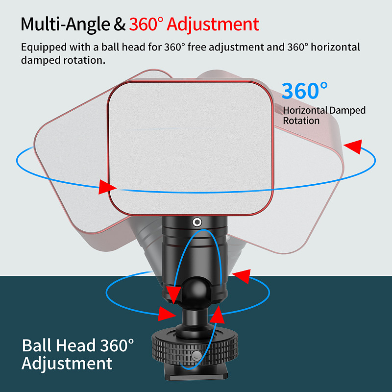 Aluminum Alloy Multifunctional Mini Fill Light with Cold Shoe Snail Mount Lighting Tool for Vlog Shooting for DSLR Action Cameras Live Streaming & Selfies