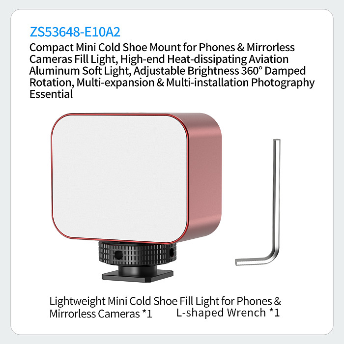 Aluminum Alloy Multifunctional Mini Fill Light with Cold Shoe Mount - Essential Light for Vlog Shooting