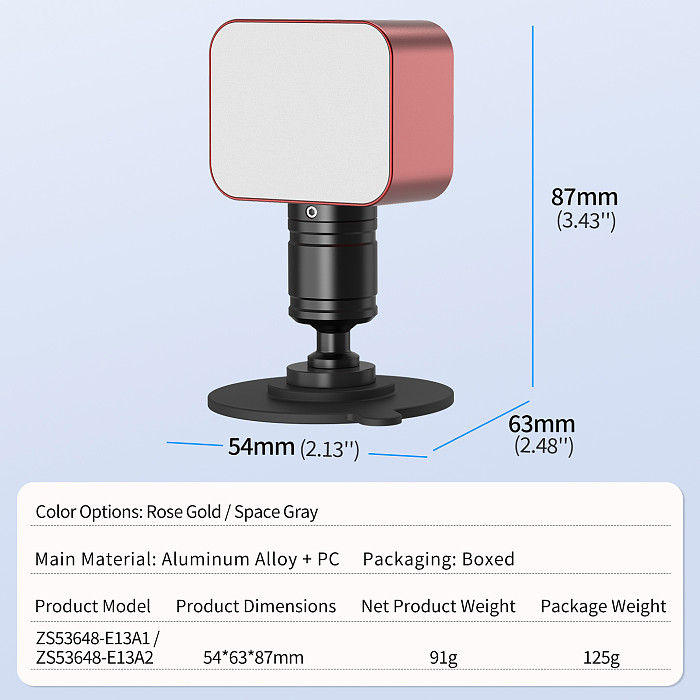 Multifunctional Mini Fill Light with Nano Adhesive Snail Mount - Lighting Tool for Vlog Shooting for DSLR Action Cameras Live Streaming & Selfies