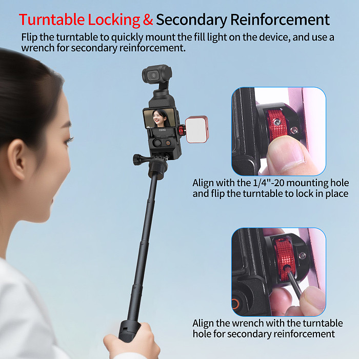 Aluminum Alloy Multifunctional Mini Fill Light with 1/4 Inch Screw Rod Lighting Tool for Vlog Shooting for DSLR Action Cameras Live Streaming & Selfies