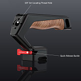 Suitable for NATO universal camera rabbit cage quick release handle micro single camera multifunctional groove wooden handle (gray/black)
