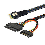 MINI SAS HD SFF-8088 26P to 4 SAS 8482 2-in-1 server conversion cables, MINI SAS HD SFF-8643 to SAS 8639 with SATA 15P male Y-shaped server connection cable. 50cm/100cm length optional.Mini Slim line SAS SFF-8654 4I 38P to SAS 8639 U. 2 with SATA 15P male -50CM/80CM/100CM