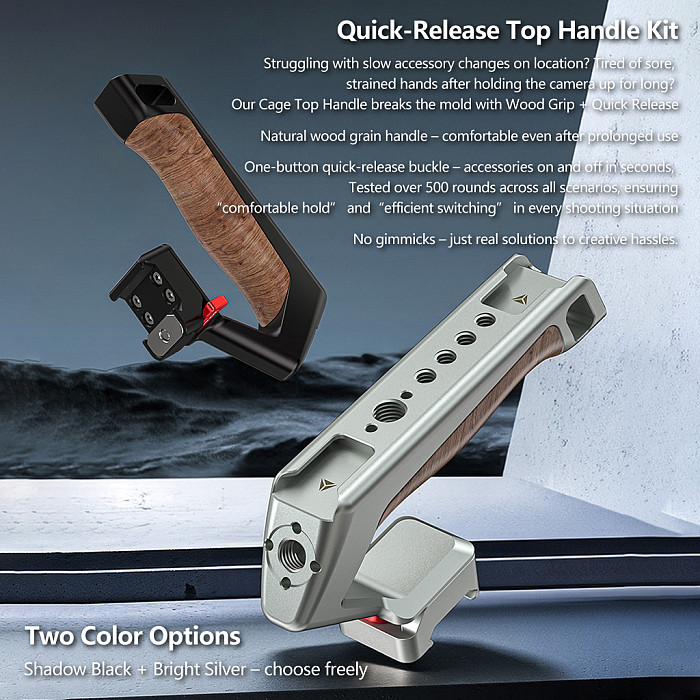 Suitable for NATO universal camera rabbit cage quick release handle micro single camera multifunctional groove wooden handle (gray/black)