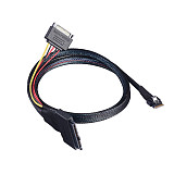 MINI SAS HD SFF-8088 26P to 4 SAS 8482 2-in-1 server conversion cables, MINI SAS HD SFF-8643 to SAS 8639 with SATA 15P male Y-shaped server connection cable. 50cm/100cm length optional.Mini Slim line SAS SFF-8654 4I 38P to SAS 8639 U. 2 with SATA 15P male -50CM/80CM/100CM