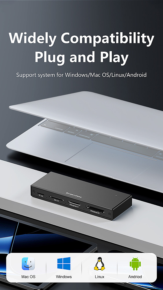 USB 3.2 high-speed 10Gbps card reader CFeA/CoFeB/SD4.0/TF4.0 memory card 5V power supply - C6 five in one