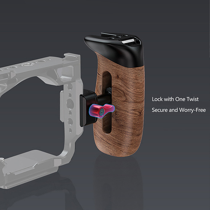 NATO universal camera rabbit cage sliding groove quick release side handle suitable for Smog DSLR camera wooden handle (gray/black)