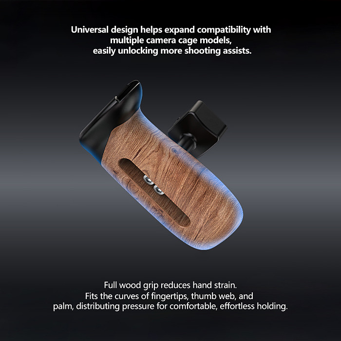 NATO universal camera rabbit cage sliding groove quick release side handle suitable for Smog DSLR camera wooden handle (gray/black)