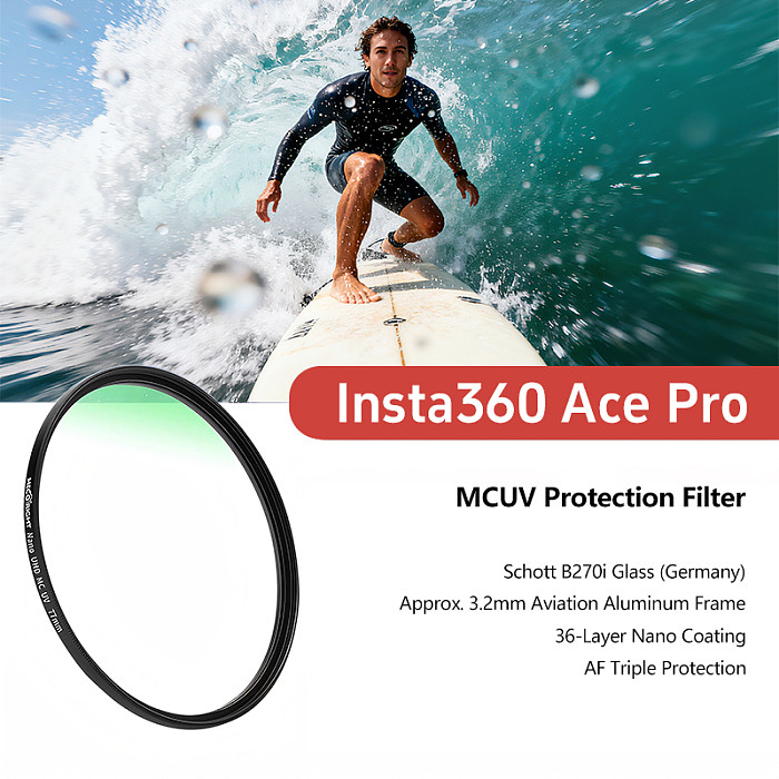 Suitable for Insta360 AcePro/Ace Pro filter adapter, environmentally friendly protective frame, UV adjustable ND dimming mirror