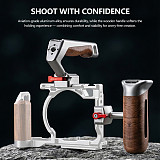 NATO universal camera rabbit cage sliding groove quick release side handle suitable for Smog DSLR camera wooden handle (gray/black)
