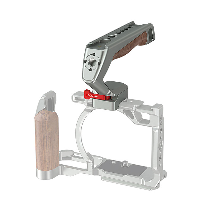 Suitable for NATO universal camera rabbit cage quick release handle micro single camera multifunctional groove wooden handle (gray/black)
