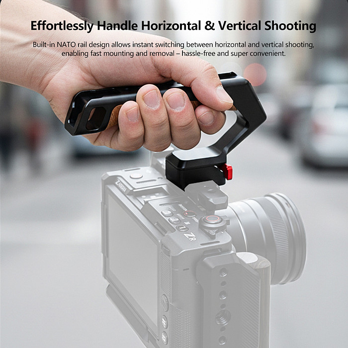 Suitable for NATO universal camera rabbit cage quick release handle micro single camera multifunctional groove wooden handle (gray/black)