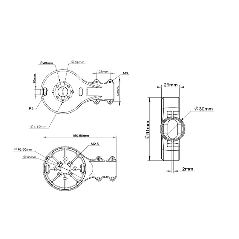 Tarot TL1813 30mm Motor Mount - Ultra-Light One-Piece Nylon Motor Base for Drone Frame